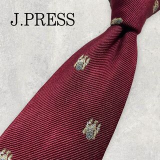 ジェイプレス(J.PRESS)のJ.PRESS ジェイプレス クレスト柄 小紋柄 ネクタイ ボルドー ワイン(ネクタイ)