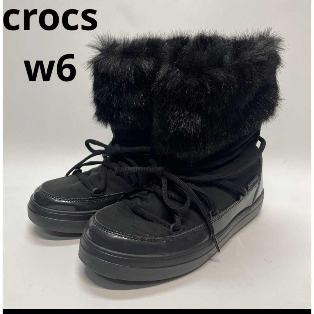 crocs(クロックス)のクロックス　スノーブーツ　ショート　ファー　ムートン　w6  22 22.5 レディースの靴/シューズ(ブーツ)の商品写真