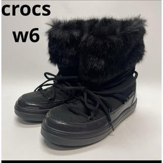 クロックス(crocs)のクロックス　スノーブーツ　ショート　ファー　ムートン　w6  22 22.5(ブーツ)