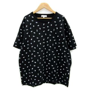 ザショップティーケー(THE SHOP TK)のザショップティーケー Tシャツ カットソー 五分袖 総柄 L ブラック 黒(その他)