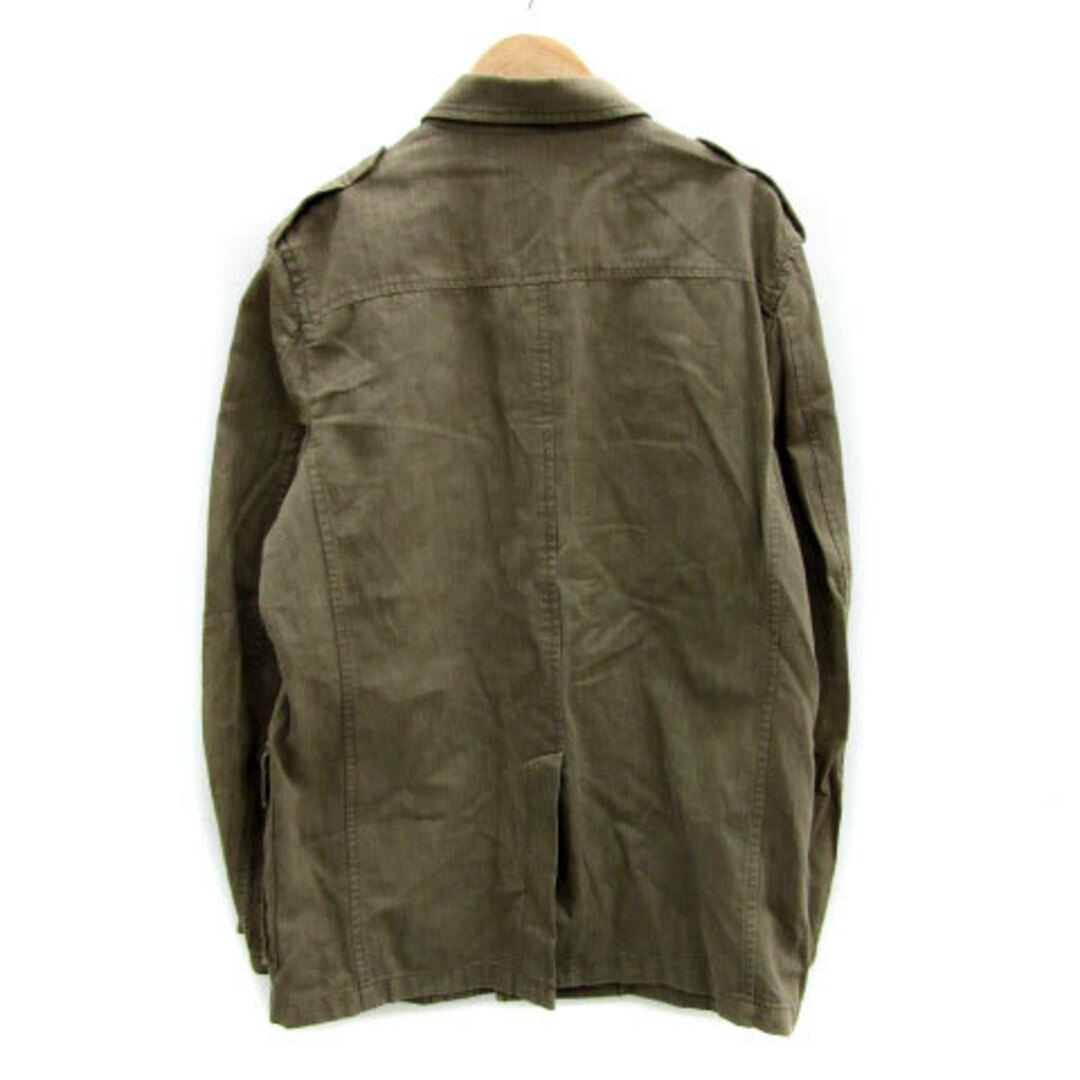 COMME CA ISM(コムサイズム)のコムサイズム ステンカラージャケット ミドル丈 リネン混 Ｌ カーキ メンズのジャケット/アウター(ブルゾン)の商品写真