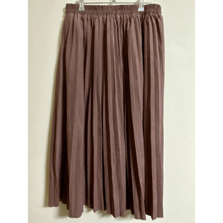 大きいサイズ　スエード調プリーツスカート  くすみピンク　3L(ロングスカート)