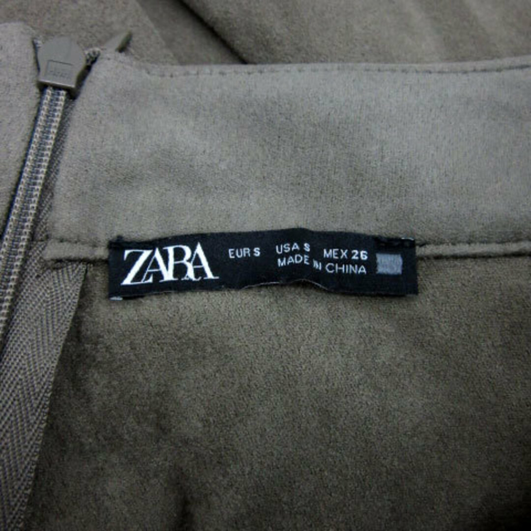 ZARA(ザラ)のザラ ZARA フレアスカート ロング丈 スエード調 S カーキ レディースのスカート(ロングスカート)の商品写真