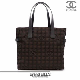 CHANEL ニュートラベルライン トートＧＭ 黒 ナイロンジャガードｘ革