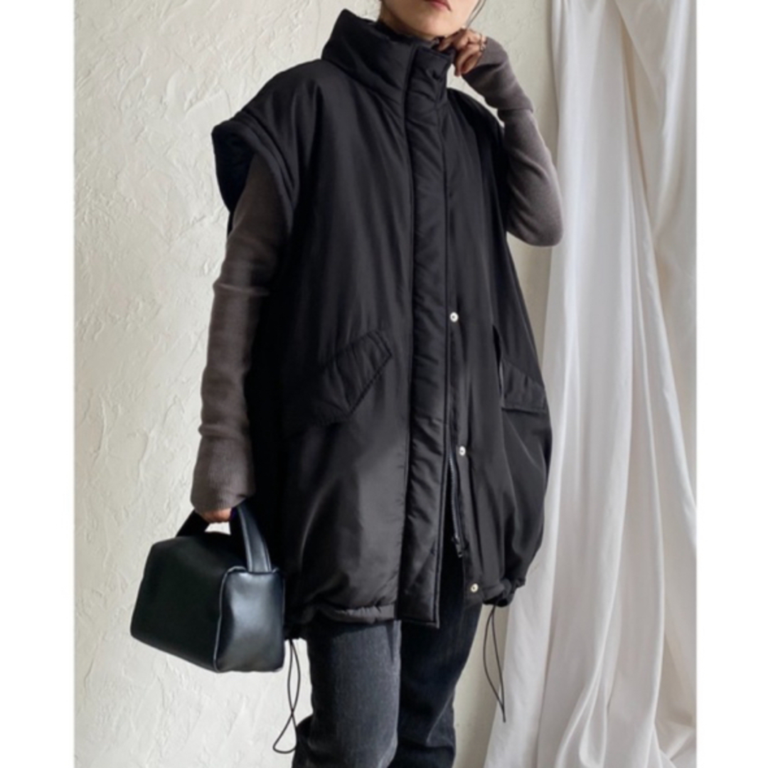 【新品未使用】中綿 スタンドカラー バルーンコート 2WAY ダウン ブラック レディースのジャケット/アウター(ダウンコート)の商品写真