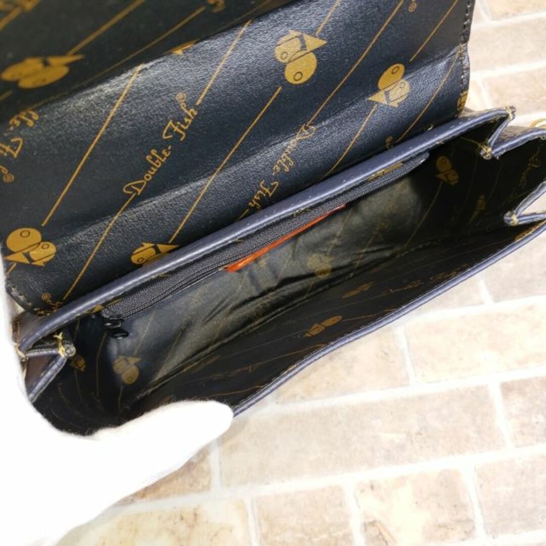 ダブルフィッシュ ☆ レザー 2WAY ショルダーバッグ 自立OK ダブルフィッシュ ☆ レザー 2WAY ショルダーバッグ 自立OK