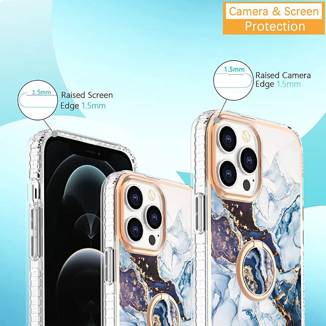 iPhone(アイフォーン)の【iPhoneケース】13Pro スマホケース　スマホリング付き　ブルー スマホ/家電/カメラのスマホアクセサリー(iPhoneケース)の商品写真