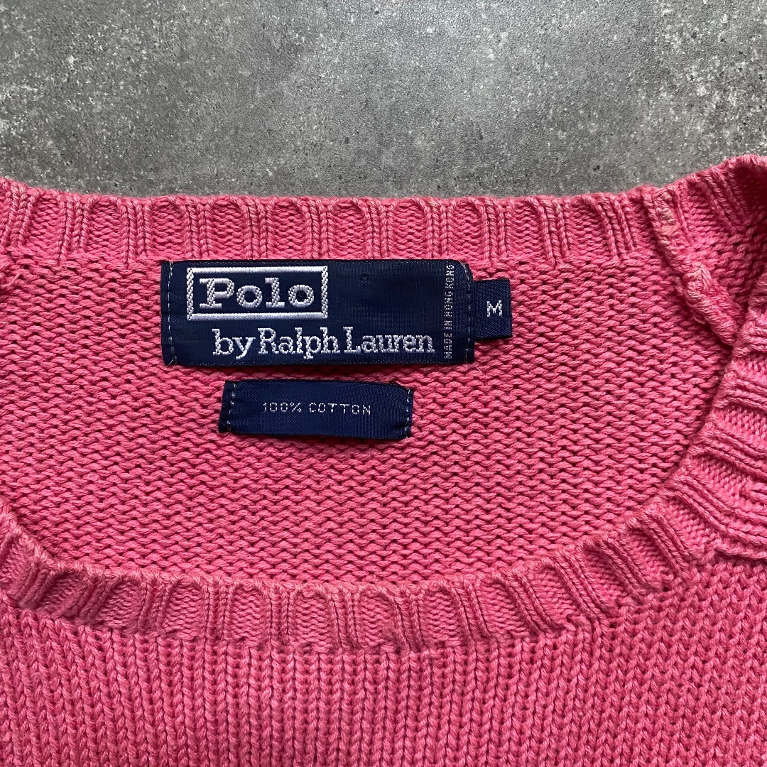 POLO RALPH LAUREN(ポロラルフローレン)の90s ラルフローレン コットンニット M ピンク メンズのトップス(ニット/セーター)の商品写真