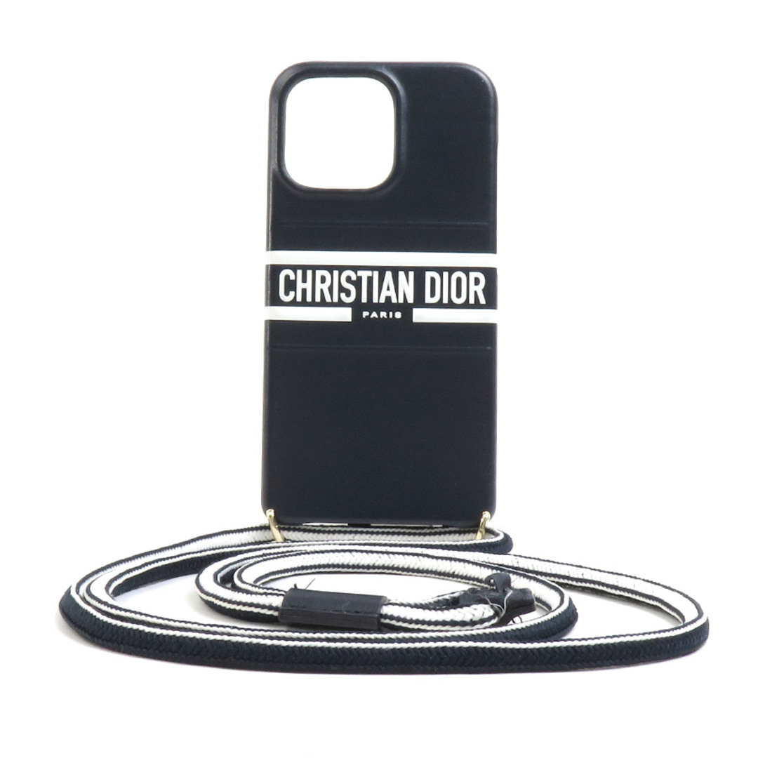 クリスチャンディオール Christian Dior スマートフォンケース iPhone13 Proケース レザー ブラック ユニセックス 送料無料 h29967gのサムネイル