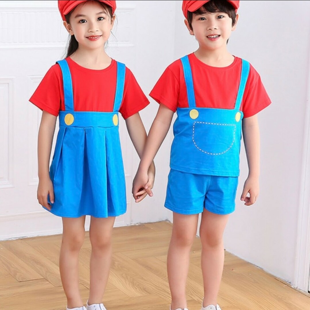 半袖 マリオ ワンピース 子ども服 仮装 ハロウィン　USJ ユニバ キッズ/ベビー/マタニティのキッズ服女の子用(90cm~)(ワンピース)の商品写真