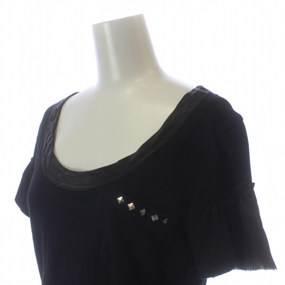sacai(サカイ)のサカイ Tシャツ カットソー 半袖 スタッズ フレア ギャザー 2 M 黒 レディースのトップス(Tシャツ(半袖/袖なし))の商品写真