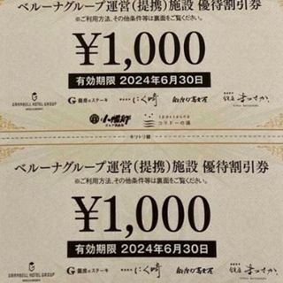 ベルーナ 株主優待　優待割引券4000円分(その他)