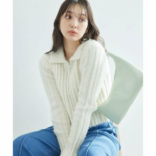 ロペピクニック(Rope' Picnic)の【キナリ（16）】【一部店舗限定】ラメフェザー衿付ジップカーディガン(カーディガン)