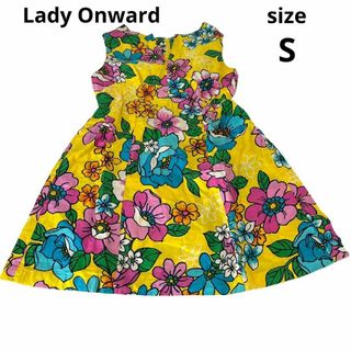 Lady onwardオンワード　ハワイ　花柄ノースリーブワンピース　Sサイズ(ひざ丈ワンピース)