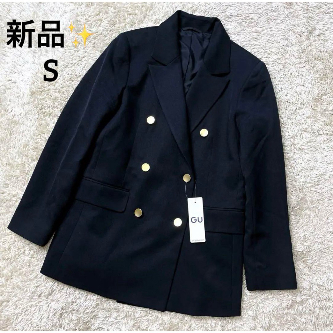 GU - 新品✨️ GU ジーユー ダブルブレストブレザー 紺ブレ 金 GU - 新品✨️ GU ジーユー ダブルブレストブレザー 紺ブレ 金