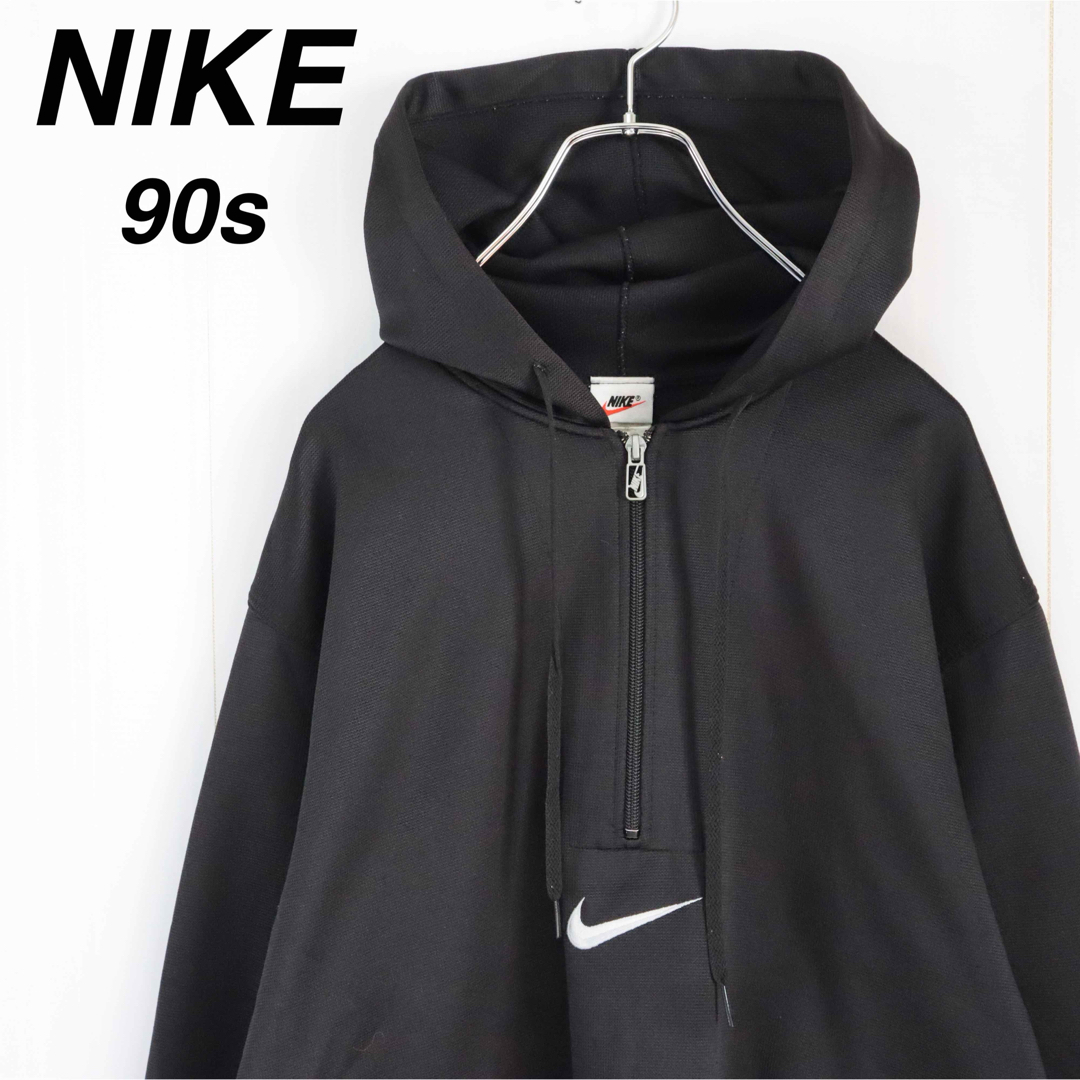 NIKE ビンテージナイキ 90s パーカー センターロゴ レッド 白タグXXL-