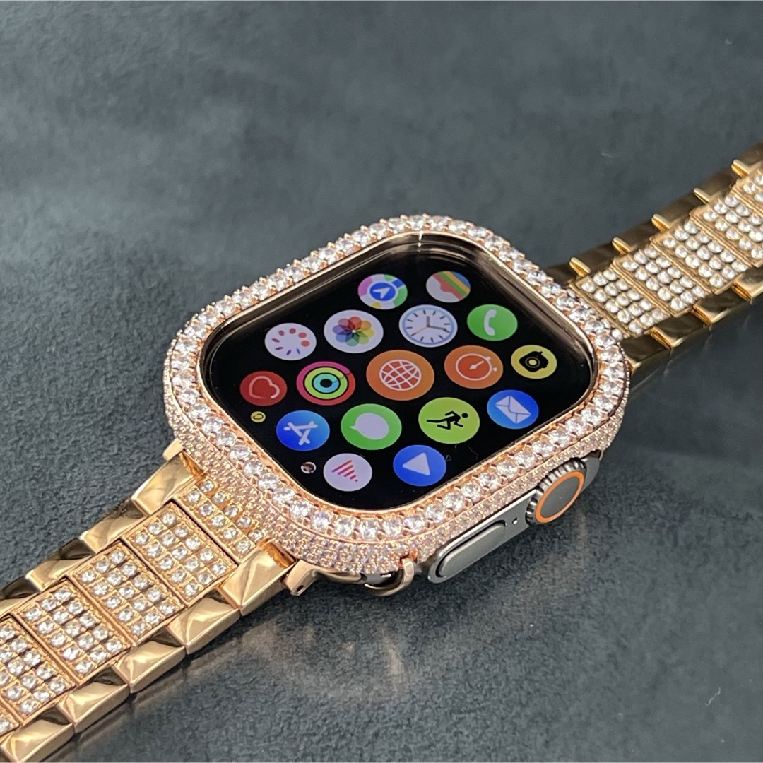 Apple Watch(アップルウォッチ)のウルトラ　49mm アップルウォッチ用　czダイヤモンドベゼル/ベルト メンズの時計(金属ベルト)の商品写真