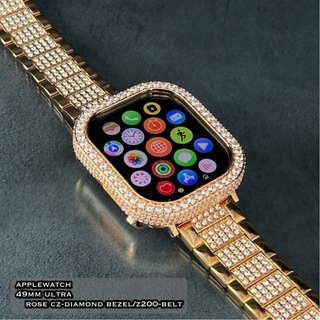 アップルウォッチ(Apple Watch)のウルトラ　49mm アップルウォッチ用　czダイヤモンドベゼル/ベルト(金属ベルト)