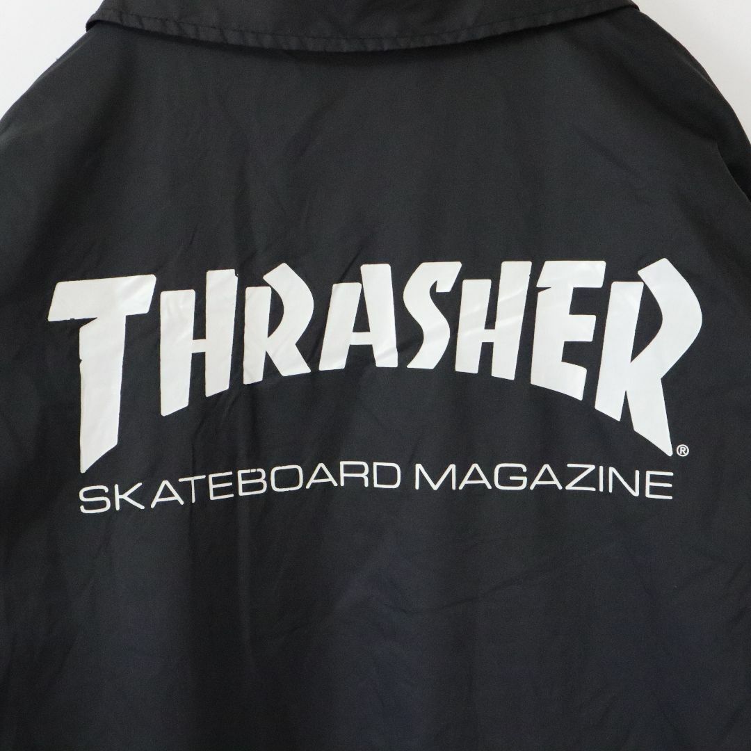 THRASHER(スラッシャー)の【バックロゴ】スラッシャー／コーチジャケット　刺繍ロゴ　ストリート　裏地付き　黒 メンズのジャケット/アウター(ナイロンジャケット)の商品写真