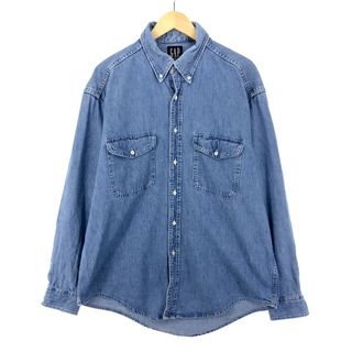 ギャップ(GAP)の古着 90年代 ギャップ GAP DENIM オールドギャップ 長袖 ボタンダウンデニムシャツ カナダ製 メンズL ヴィンテージ /eaa397612(シャツ)