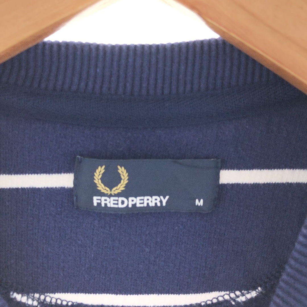 FRED PERRY(フレッドペリー)の古着 フレッドペリー FRED PERRY ボーダー柄 ワンポイントロゴスウェット トレーナー メンズM /taa002514 メンズのトップス(スウェット)の商品写真