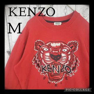 ケンゾー(KENZO)の【価値希少情熱カラー】ケンゾー タイガー刺繍ロゴ レッド 希少カラー パーカー(スウェット)