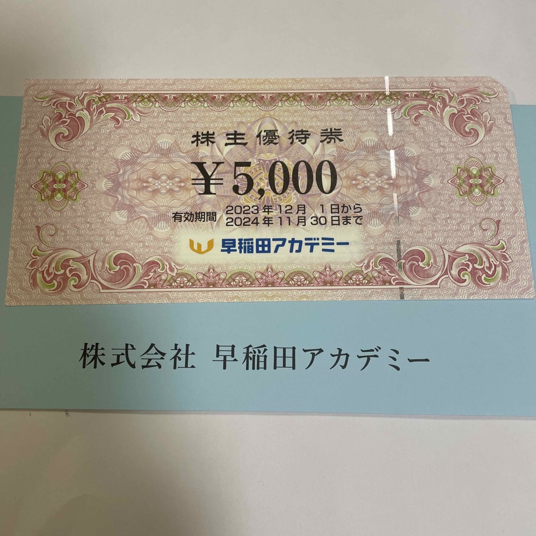 株主優待　早稲田アカデミー5000円分 チケットの優待券/割引券(その他)の商品写真