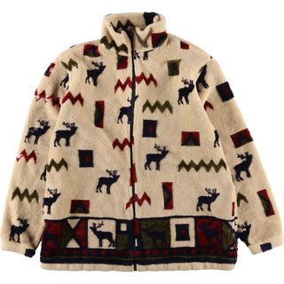 ウールリッチ(WOOLRICH)の古着 ウールリッチ WOOLRICH 総柄 トナカイ柄 フルジップ フリースジャケット レディースL /eaa396450(その他)