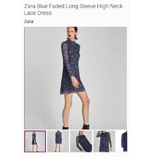 ザラ(ZARA)のZara レースドレス　ネイビーブルー(ひざ丈ワンピース)