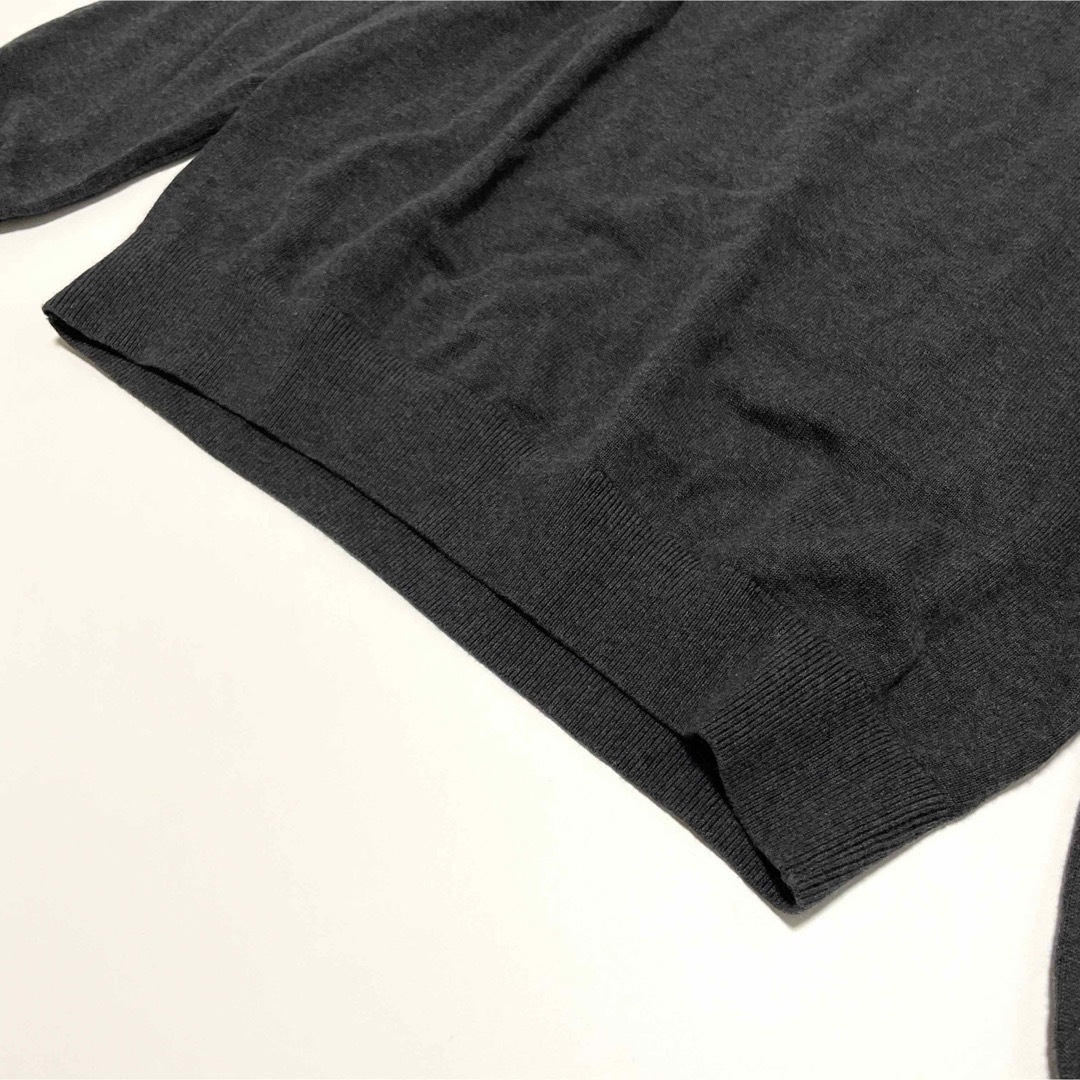 【新品】M トミーヒルフィガー ニット ジップ フラッグ 刺繍ロゴ グレー 海外ニット/セーター