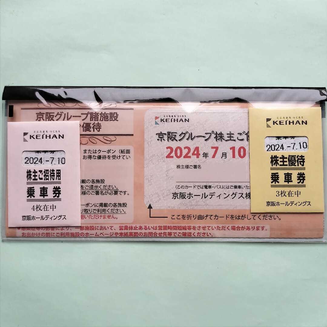 送料無料 通販  京阪ホールディングス株主優待 24/7/10までの通販 乗車券その他 その他