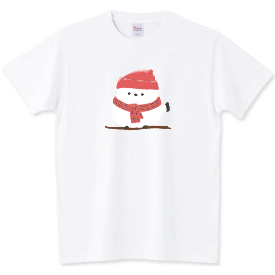 Printstar(プリントスター)のシマエナガ Tシャツ クリスマス サンタクロース 北海道 ロンT 鳥 パーカー メンズのトップス(Tシャツ/カットソー(半袖/袖なし))の商品写真