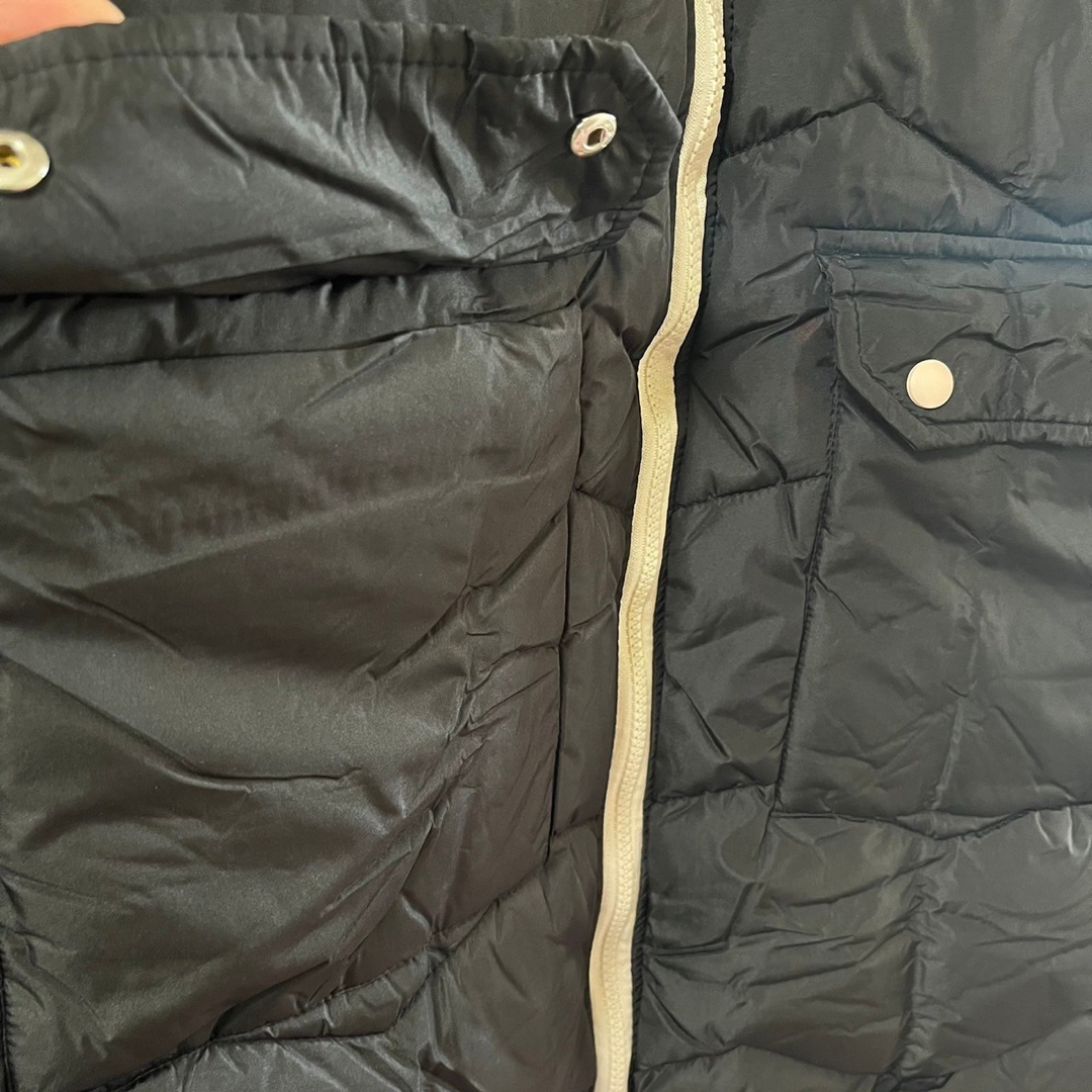 Lサイズ レディース ボーダー ロングダウンコート 中綿 ブラック 553Y レディースのジャケット/アウター(ロングコート)の商品写真