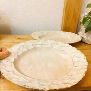 木のね　益子　粉福　楕円　リム　皿　オーバル　プレート　陶器市(食器)