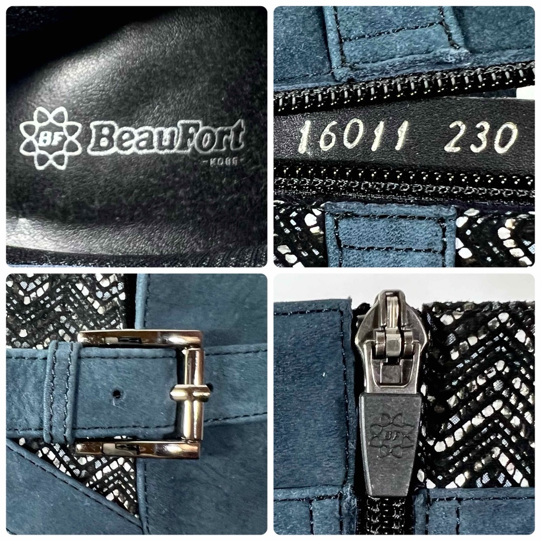 【新品未使用】BeauFort スエード クロスベルト ウェッジブーツ青23.0 レディースの靴/シューズ(ブーツ)の商品写真