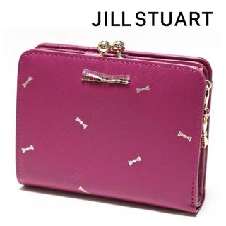 ジルスチュアート(JILLSTUART)の《ジルスチュアート》新品 チャーム付き 箔金リボン柄 レザー2つ折りがま口財布(財布)