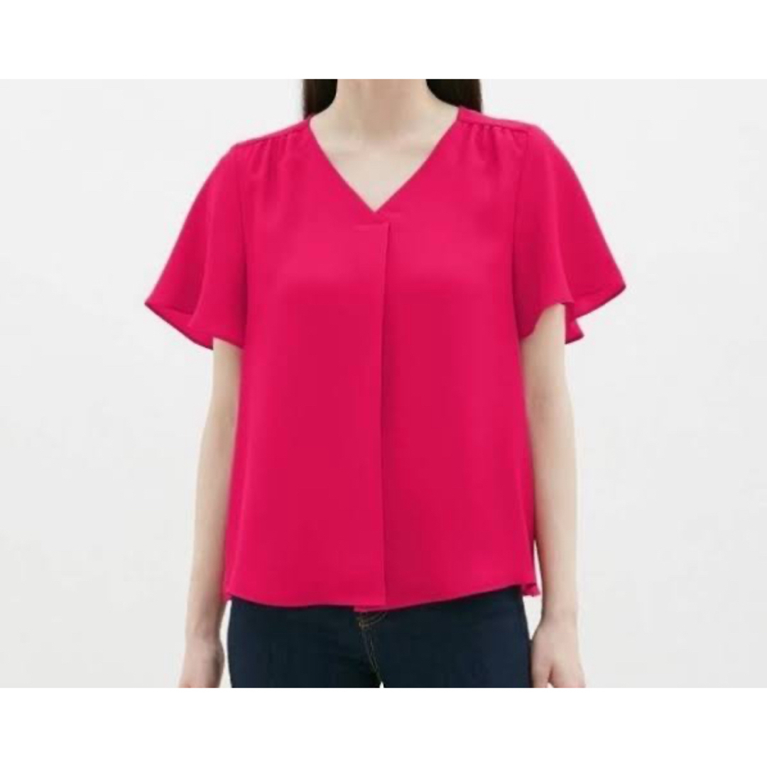 GU(ジーユー)のGＵエアリーブラウス Ｓサイズ ピンク レディースのトップス(シャツ/ブラウス(半袖/袖なし))の商品写真