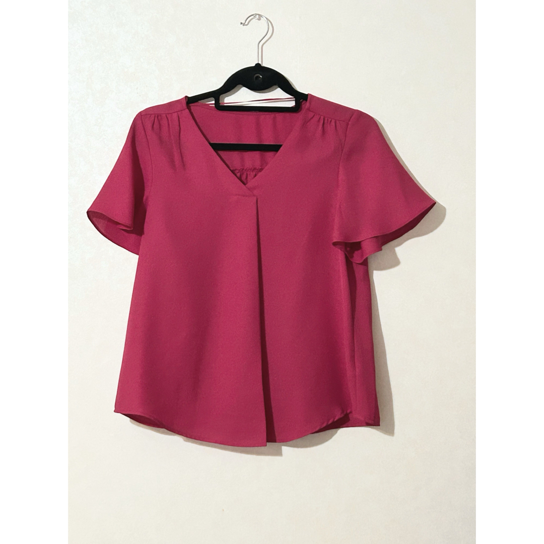 GU(ジーユー)のGＵエアリーブラウス Ｓサイズ ピンク レディースのトップス(シャツ/ブラウス(半袖/袖なし))の商品写真