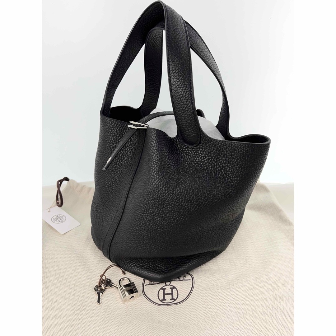 バッグ美品 Z刻印 HERMES ピコタンロックMM 22 ノワール シルバー金具