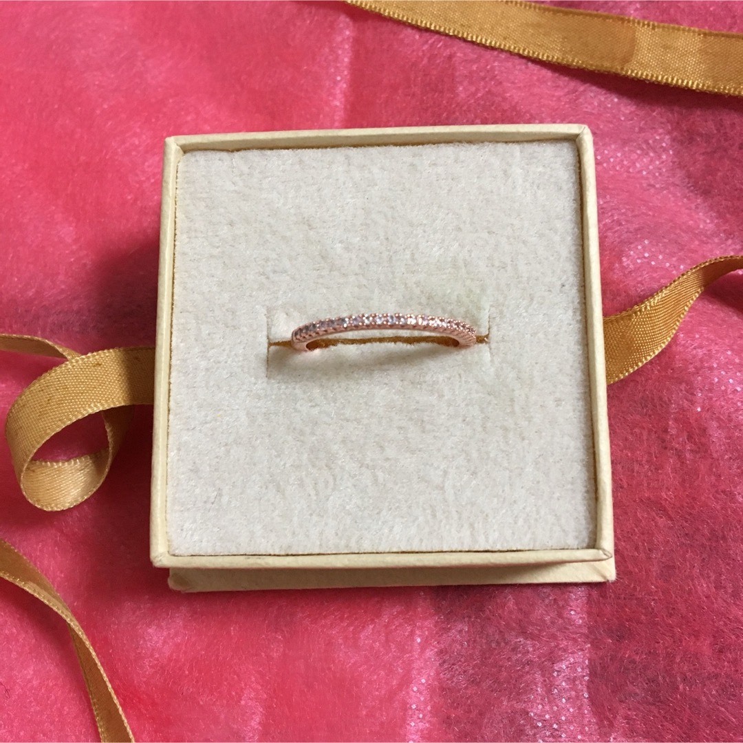 《新品》値下げ❗　16号　海外　エタニティ リング　細　ピンクゴールド色 レディースのアクセサリー(リング(指輪))の商品写真