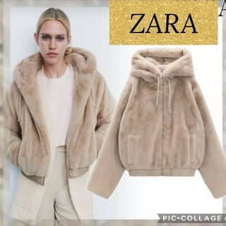 ザラ(ZARA)の★ZARA　新品　フード付ファージャケット　M(毛皮/ファーコート)