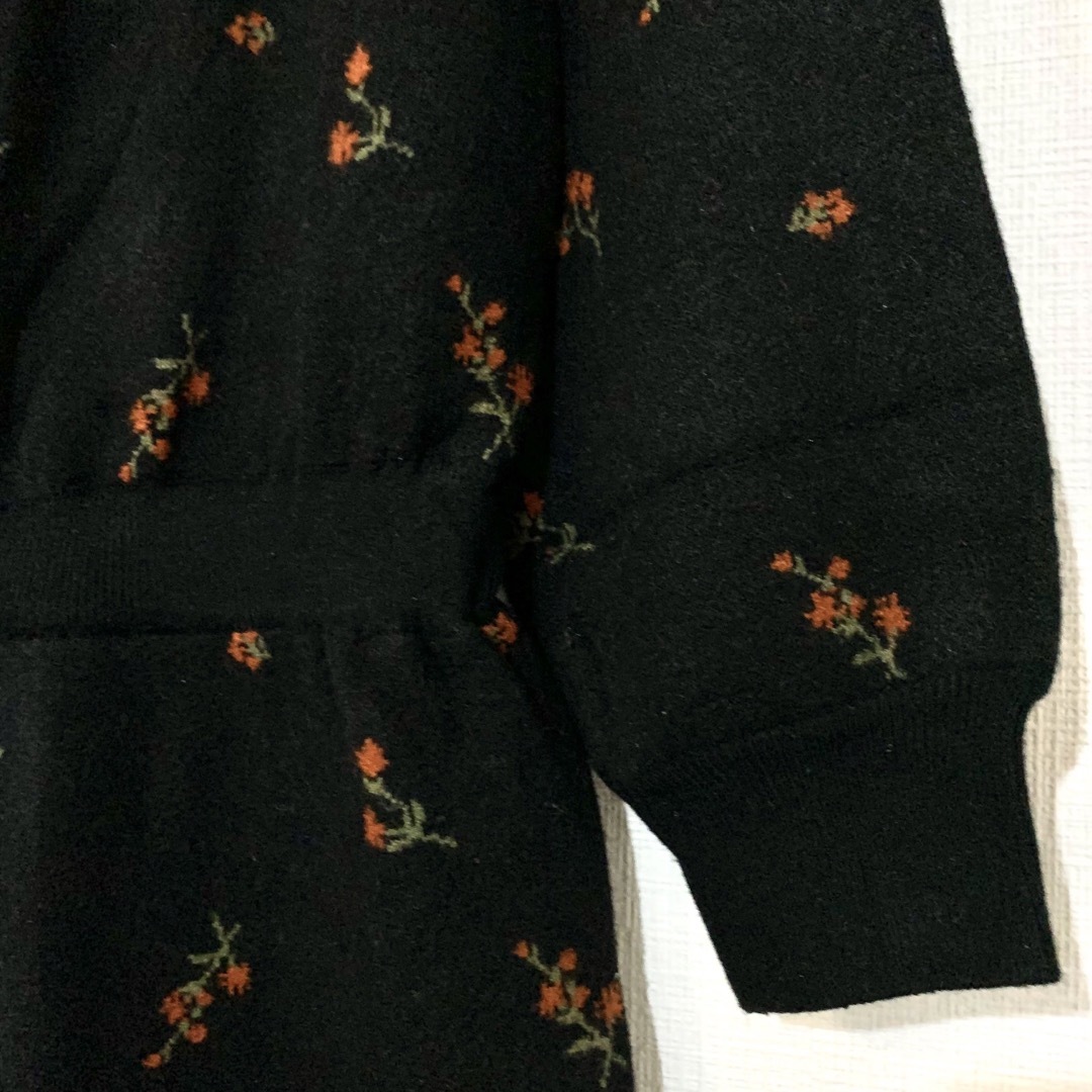 Andemiu(アンデミュウ)のAndemiuアンデミュウ/花柄ニットワンピースタイトスカート暖かバルーン袖 レディースのワンピース(ロングワンピース/マキシワンピース)の商品写真