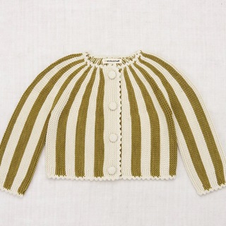 ミーシャアンドパフ(Misha & Puff)のStripe Cardigan Tarragon 2Y ストライプ　ニットカーデ(ニット)