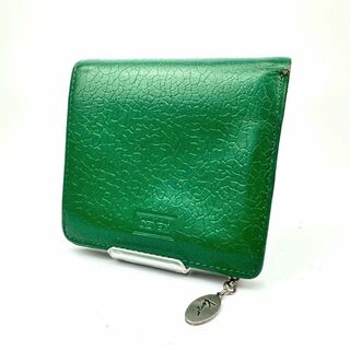 ケンゾー(KENZO)のケンゾー 二つ折り財布 型押しレザー ウォレット レディース グリーン 男女兼用(財布)