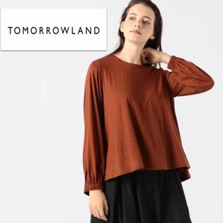 トゥモローランド(TOMORROWLAND)のとろみジャージーフレアプルオーバーカットソーブラウス テラコッタ／レッドブラウン(Tシャツ(長袖/七分))