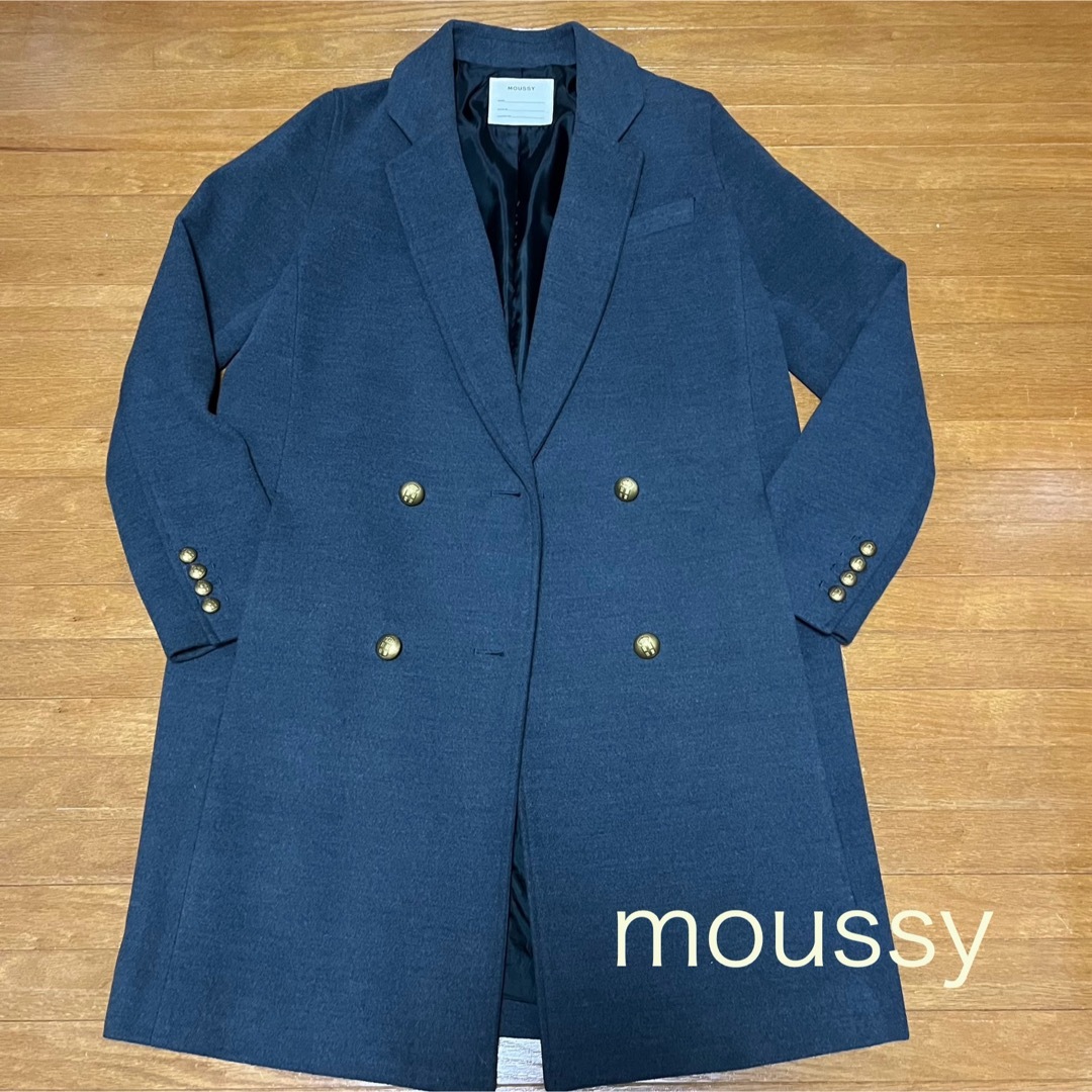 moussy(マウジー)のmoussy コート　ダークグレー レディースのジャケット/アウター(チェスターコート)の商品写真