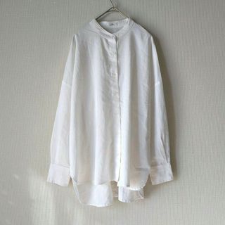 アーバンリサーチアイテムズ(URBAN RESEARCH ITEMS)のITEMS URBANRESEARCH ノーカラーシャツ【F】レーヨン混 白(シャツ/ブラウス(長袖/七分))