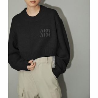 アダムエロぺファム(ADAM ET ROPE' FEMME)の【ブラック（01）】【WEB限定・一部サイト限定カラー】ロゴショートニットプルオーバー(ニット/セーター)