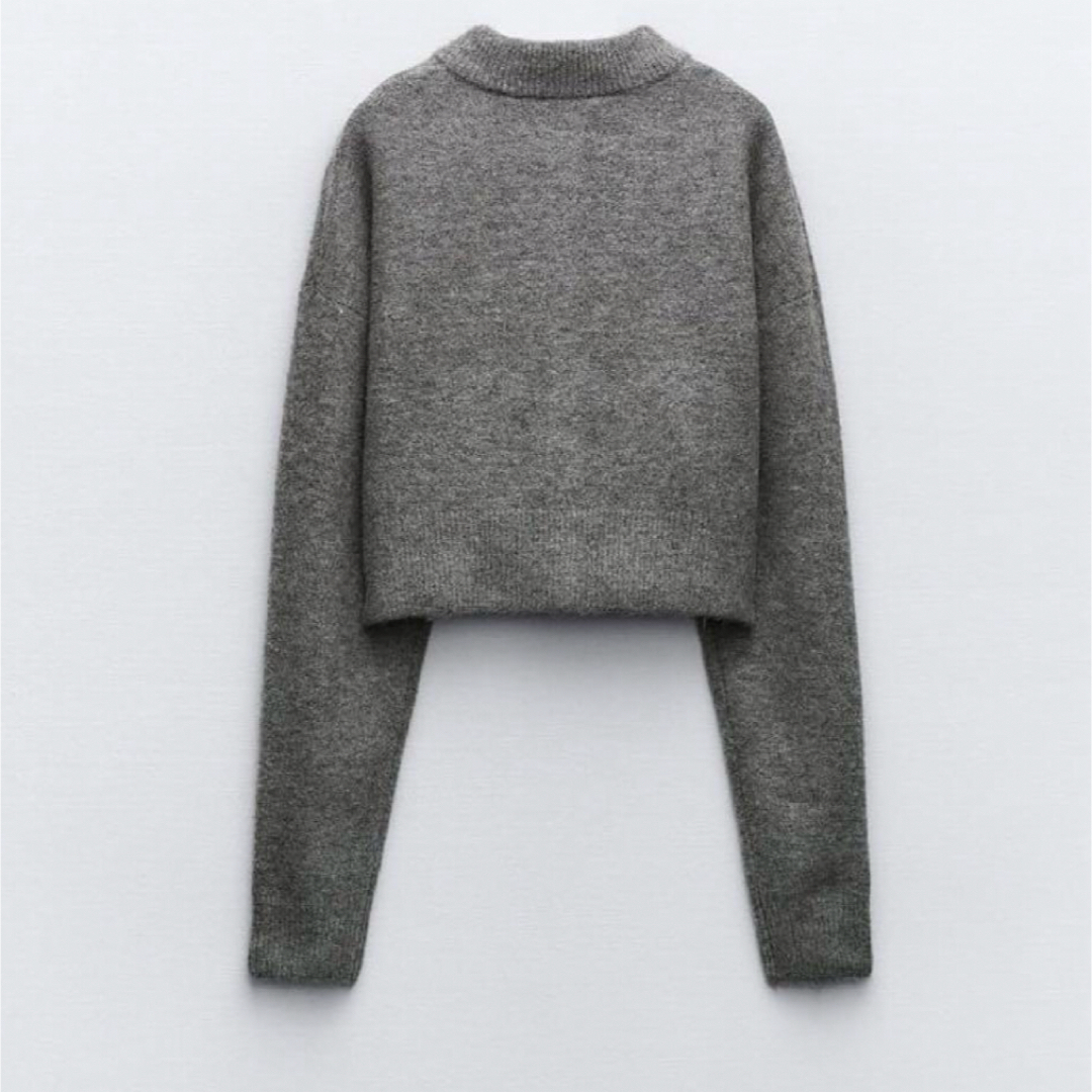 ZARA - ZARA クロップド丈カーディガン グレー ダークグレーの ZARA - ZARA クロップド丈カーディガン グレー ダークグレーの