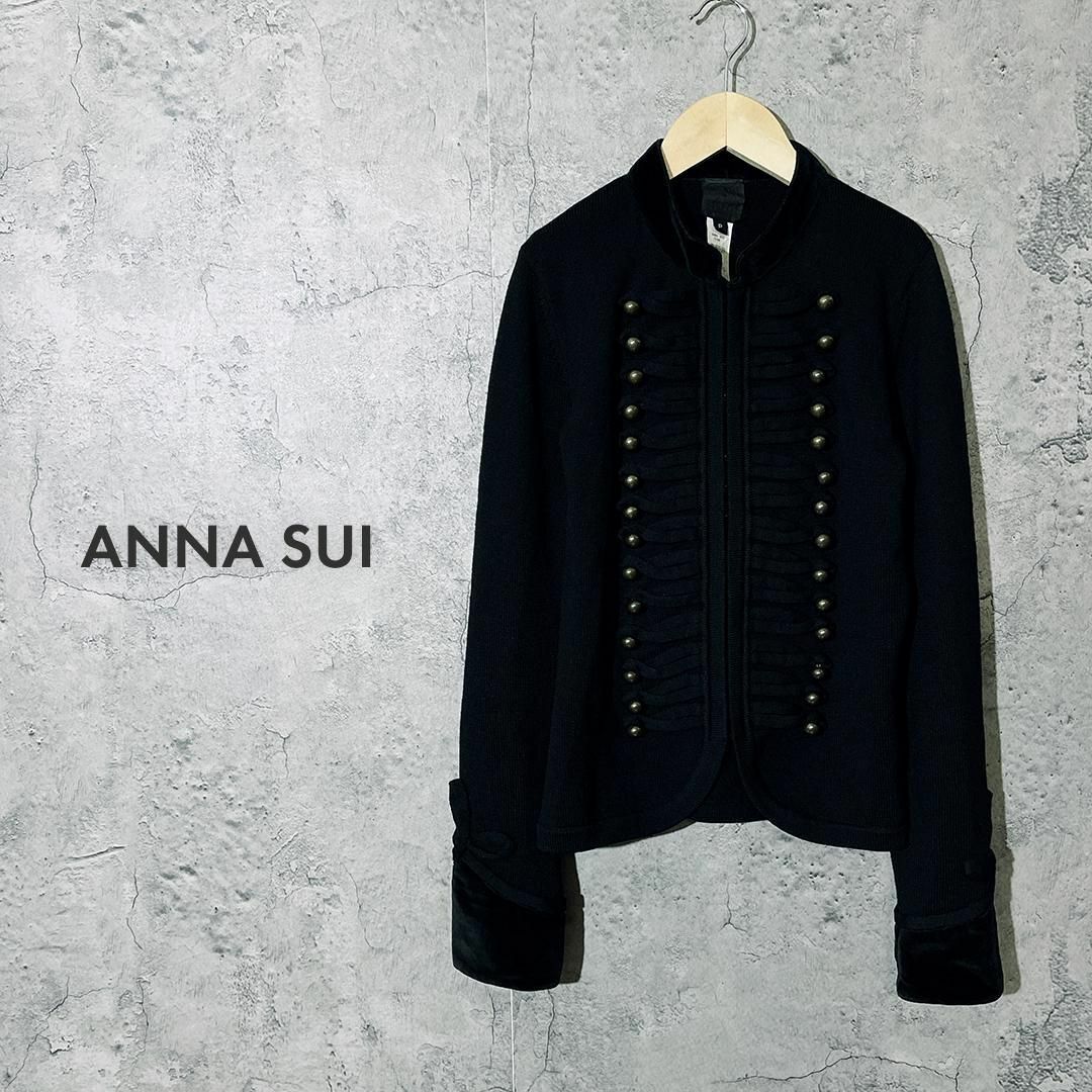 ANNA SUI(アナスイ)の【レディース ✿】ANNA SUI アナスイ カーディガン ウール 黒 S レディースのトップス(カーディガン)の商品写真